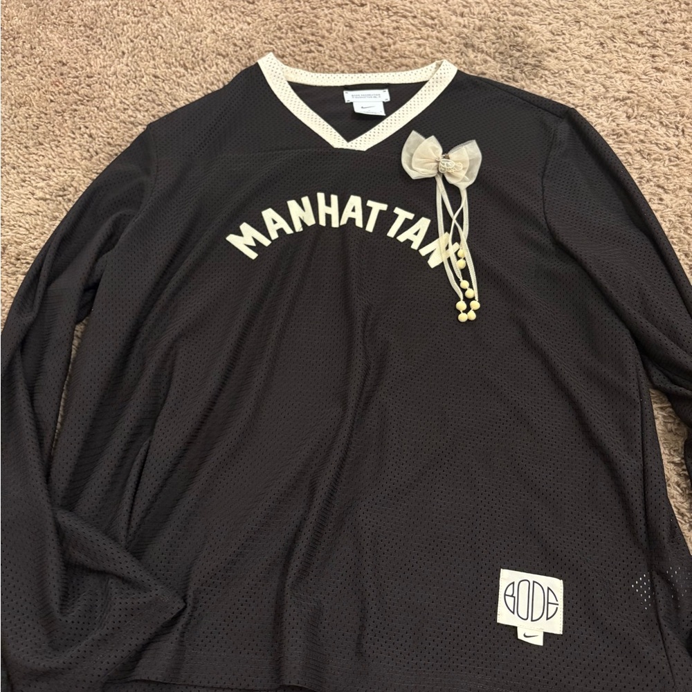 Nike Black and Cream Mesh Top
